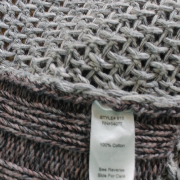 Cabi Long Waterflow Knit Cotton Heavy Sweater Gray Whites Beautiful Knitwork. - Picture 7 of 11